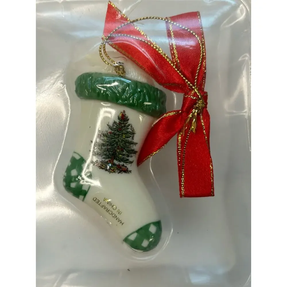 SPODE Ornament Cat in Stocking New in Box